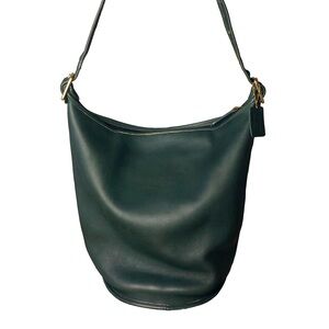 COACH Bottle Green Glove Tanned Leather Duffle Sac XL Bucket Bag 9085 USA COA